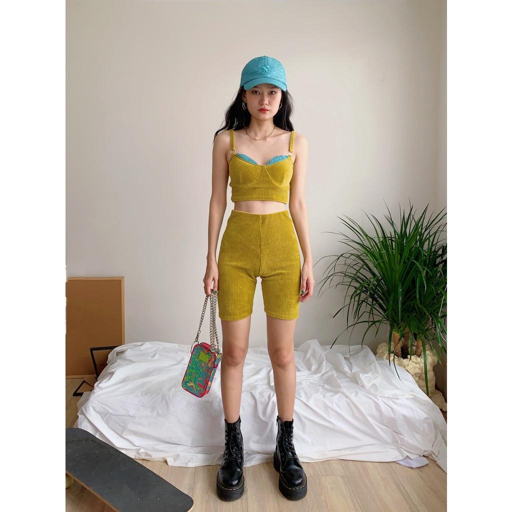 Quần Ôm Nhung Vàng Tartan - Velvet Pant WS / Yellow