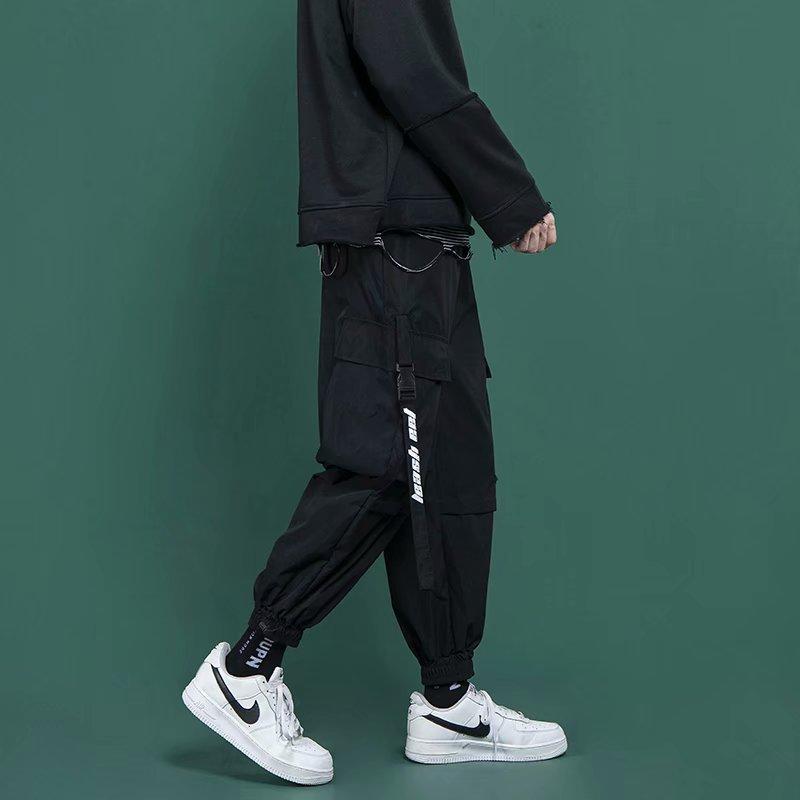 Quần thể thao ống rộng phối túi và dây ruy băng size S-3XL thời trang cá tính cho nam