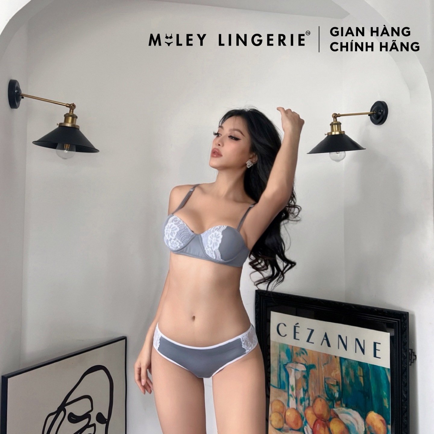 Bộ Áo Cúp Ngang và Quần Lót Nữ Thun Lạnh Miley Lingerie BRM11202_FMM1105