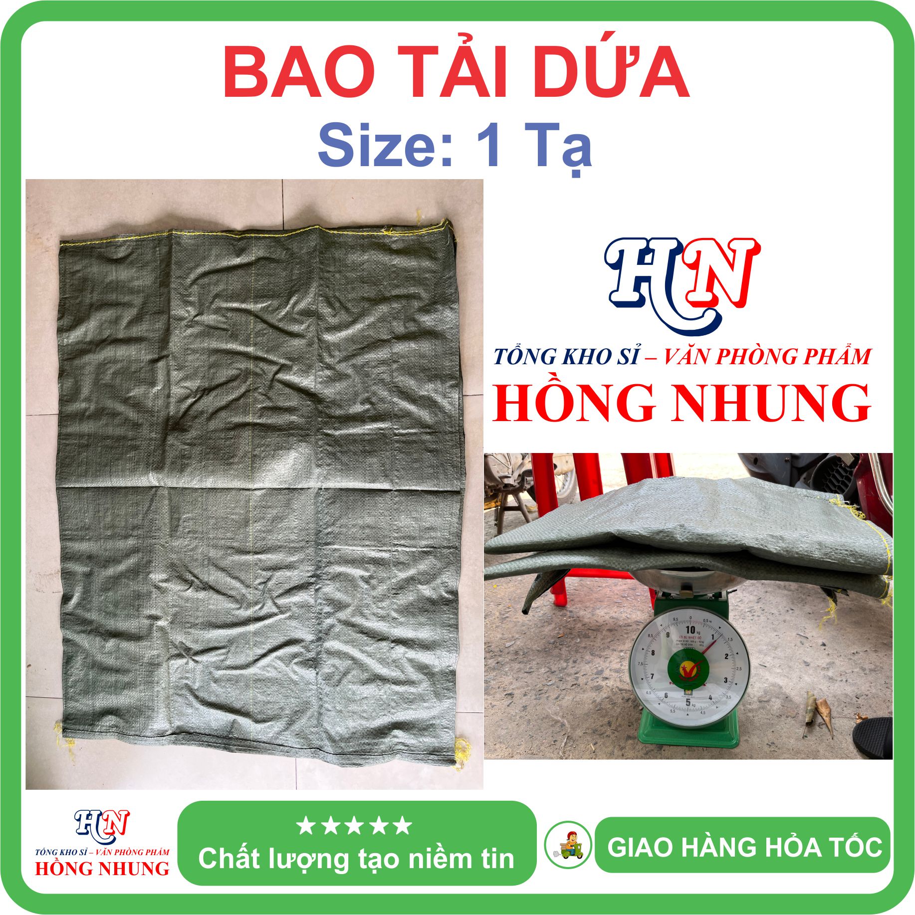 COMBO 5 Bao tải dứa 1,5 tạ đóng hàng - Chất liệu nilon dai, bền đẹp, chắc chắn, cho bạn an tâm đóng hàng