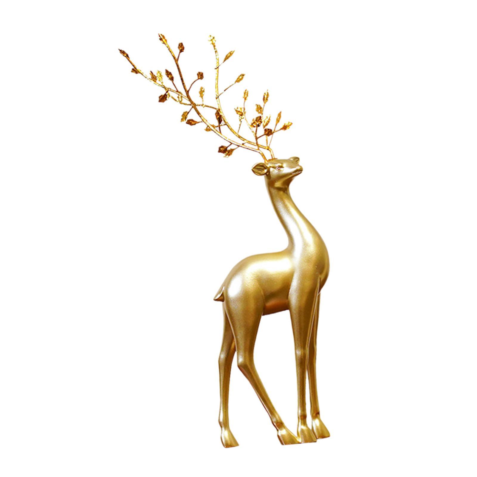 Resin Reindeer Figurine Display Cabinet Ornaments Animal Toys Tabletop Decoration Animal Statue Deer Reindeer Figures for Desktop Home Gifts
