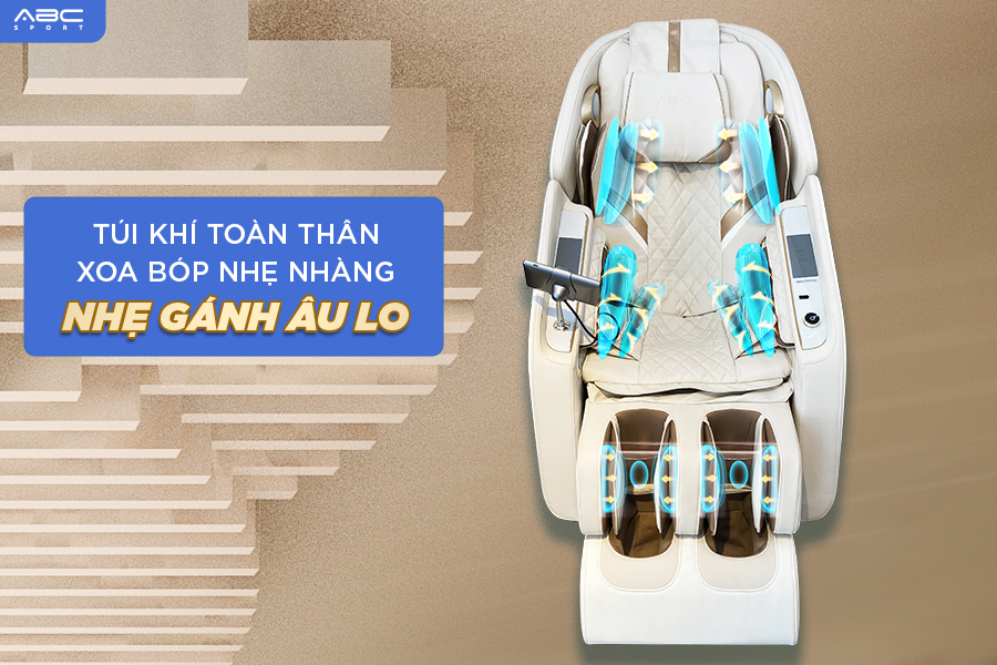 Ghế massage toàn thân ABCSport A20 công nghệ massage 4D PRO, 8 bài massage tự động, điều khiển bằng giọng nói