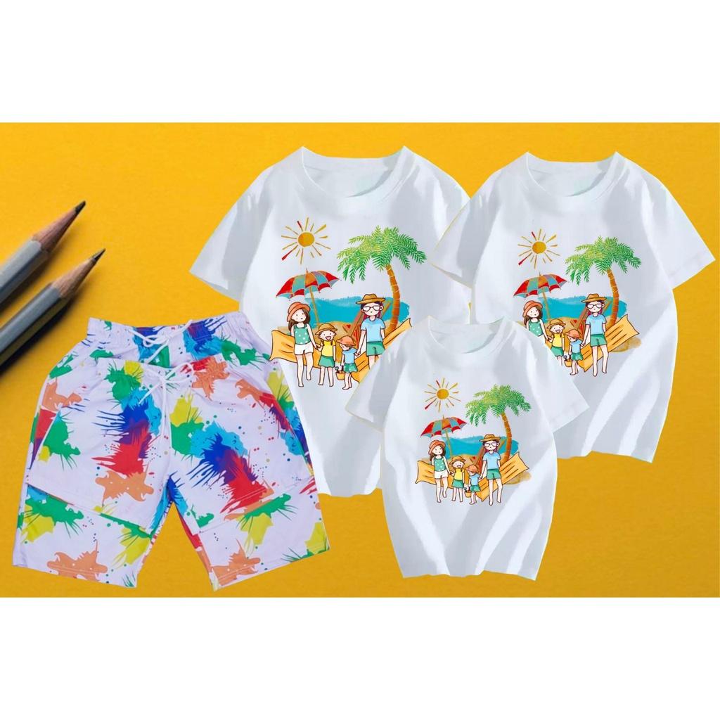Áo gia đình 4 người , Đồ đi biển , áo nhóm , áo đồng phục . Chất liệu vải Cotton loại 1 đủ size từ 8 đến 100kg .