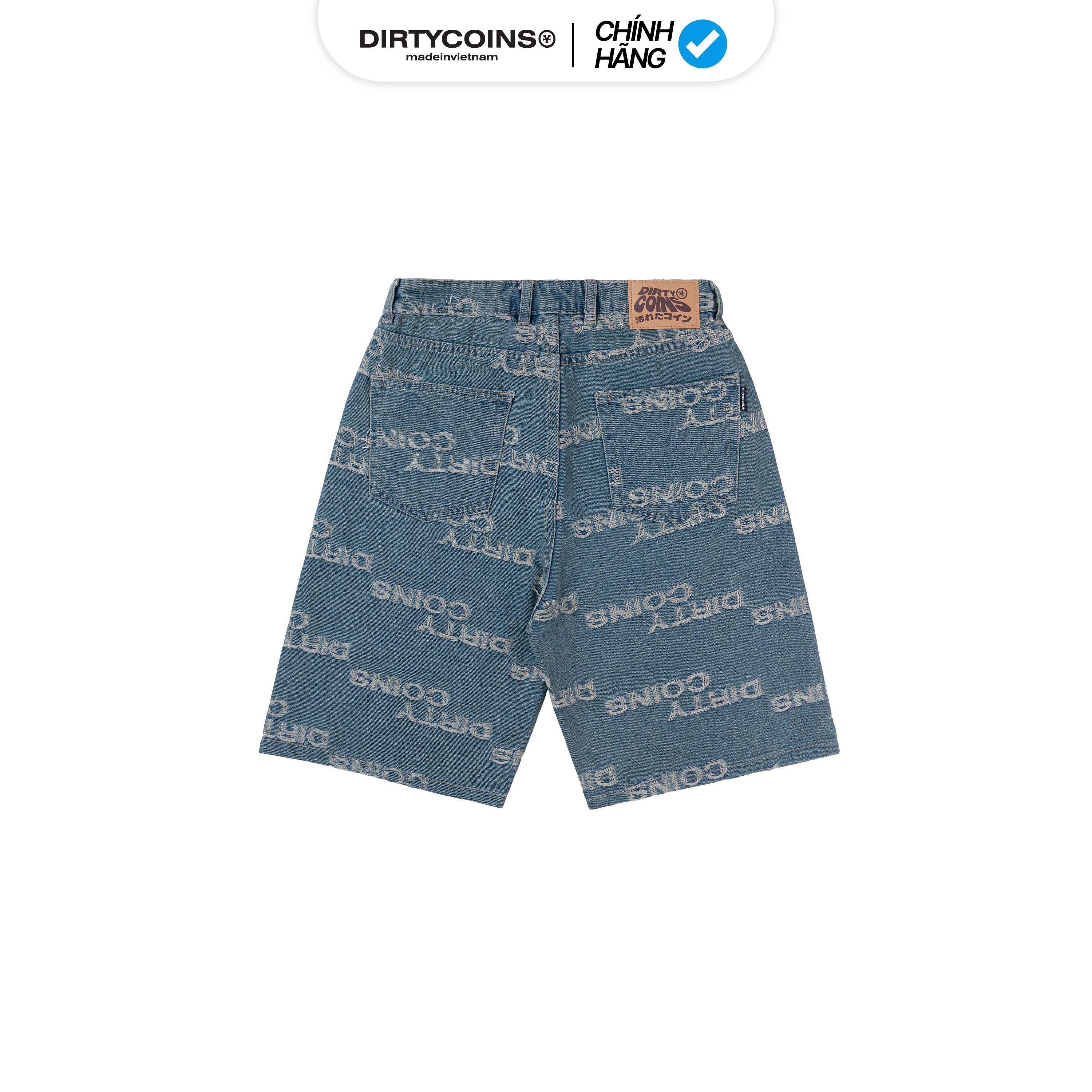 Quần Ngắn DirtyCoins Denim Shorts Frayed Logo - Blue Wash