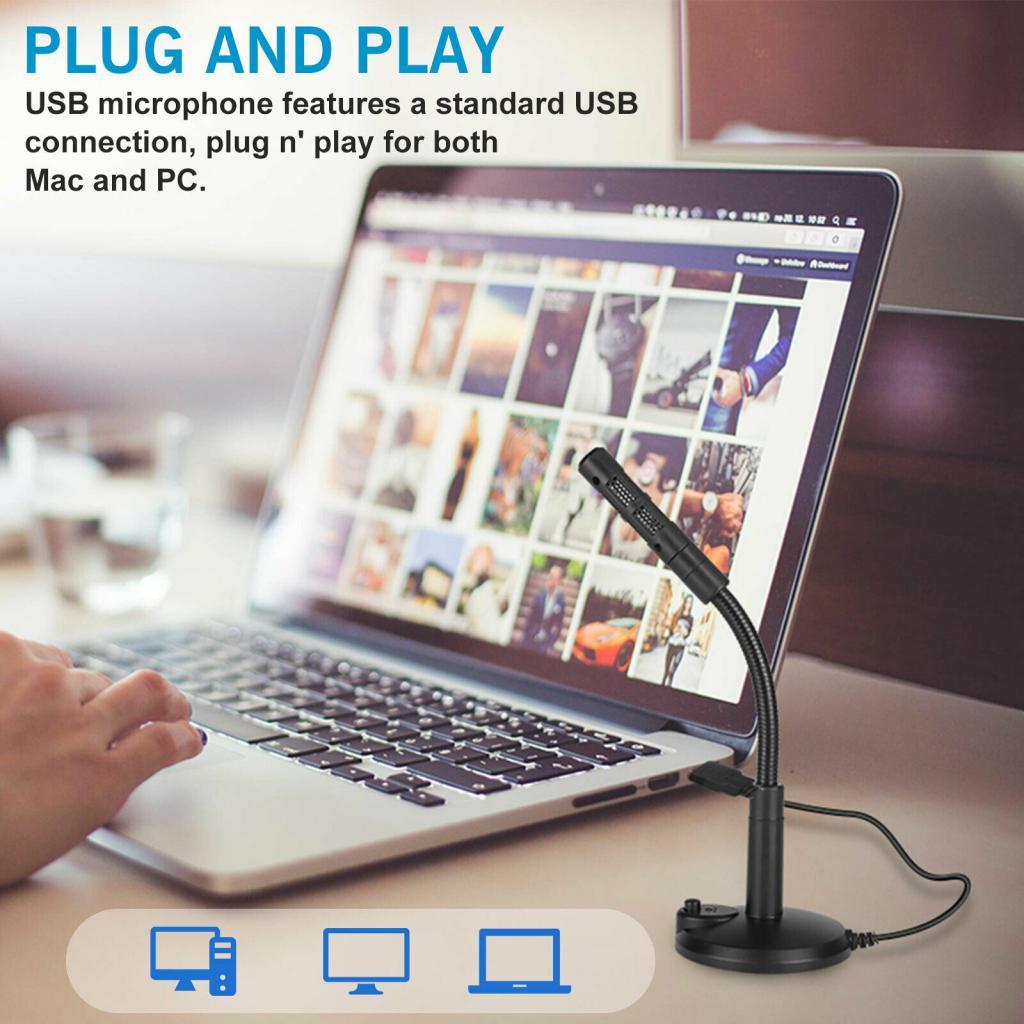 USB Microphone for Computer,Plug & Play Professional PC Microphone with Mute Button, Desktop Condenser Mic Compatible with Recording