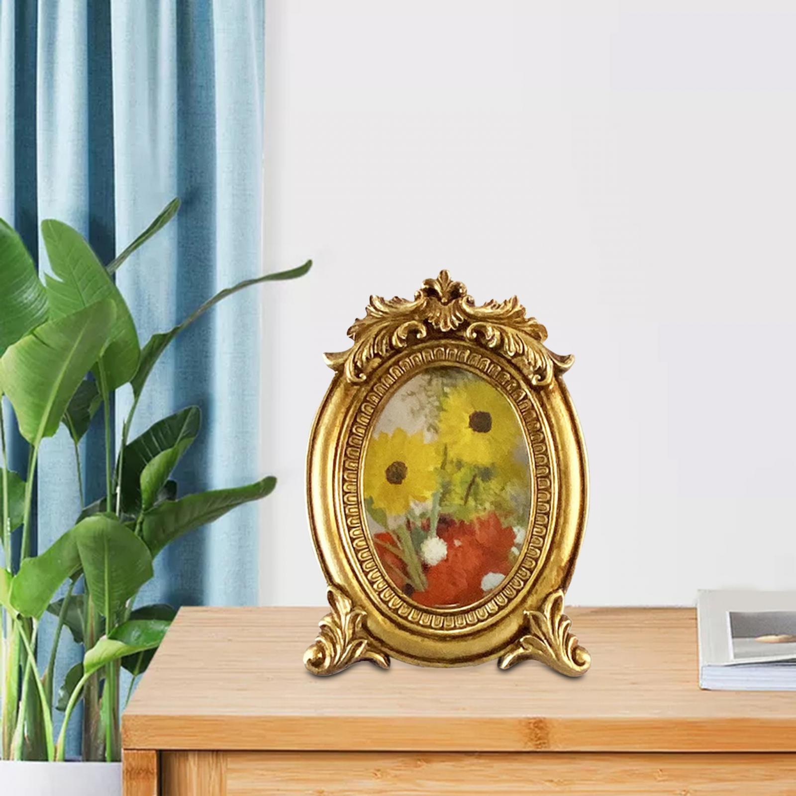 Picture Frame Card Display Holders Bookshelf Carved Floral Resin Photo Frame