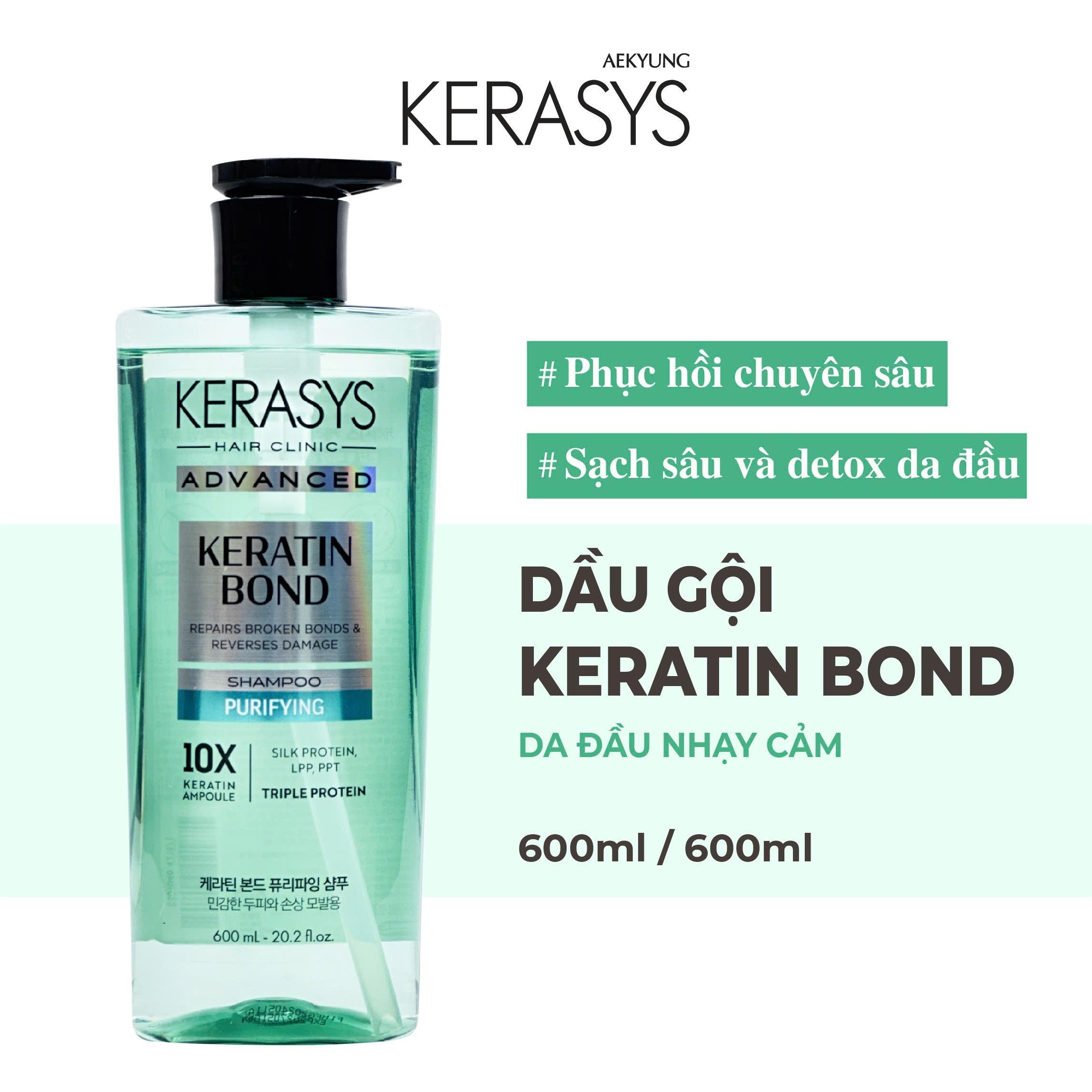 Dầu gội cao cấp Hàn Quốc Kerasys Keratin Bond Purifying (Phục hồi chuyên sâu, sạch sâu và detox da đầu) 600ml