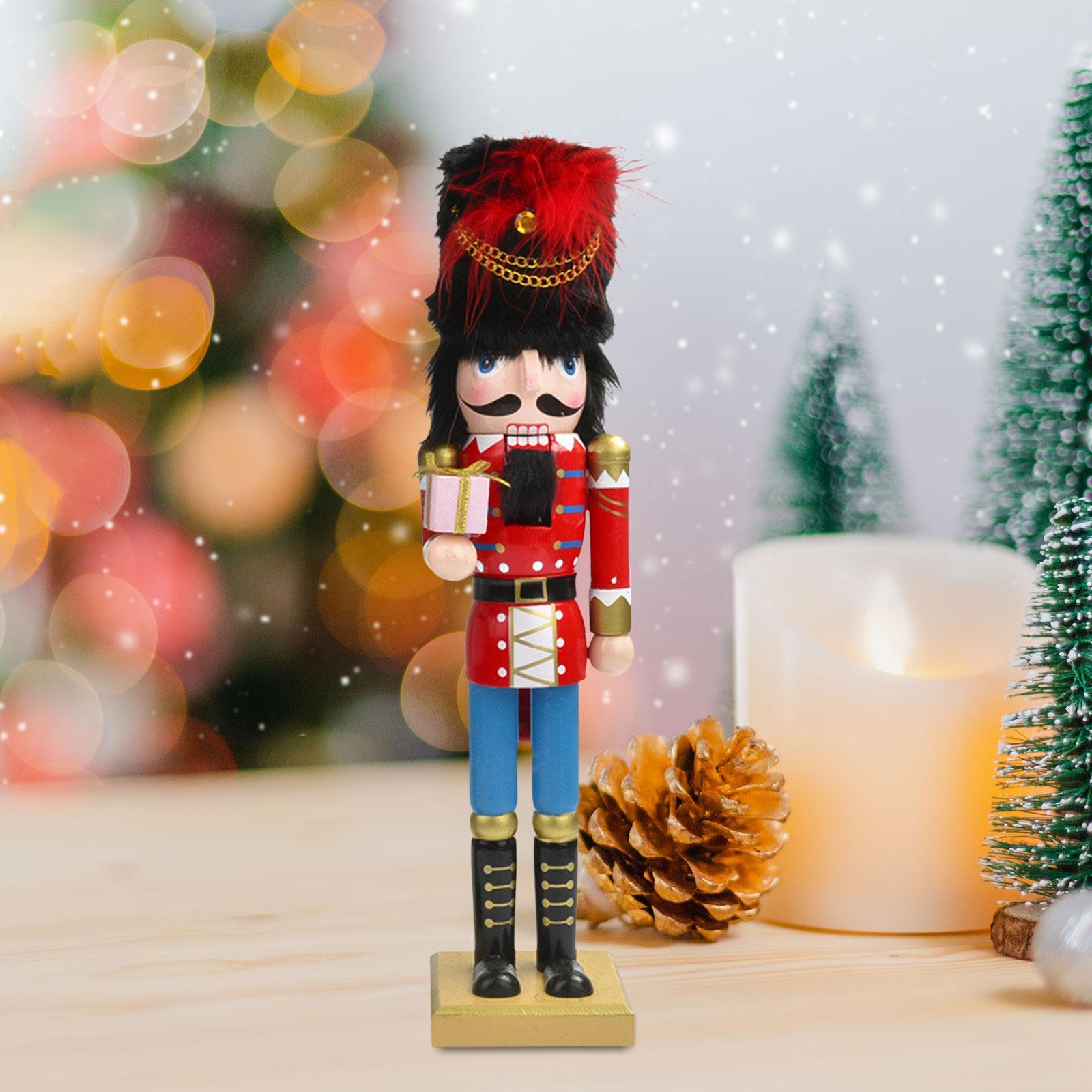 Christmas Nutcracker Figurine Ornament 15inch Decoration Fine Workmanship Sturdy Decorative Wood Doll for House Warming Party