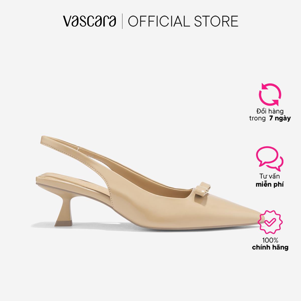 Giày Slingback Mũi Nhọn Đính Nơ Trang Trí - BMN 0661