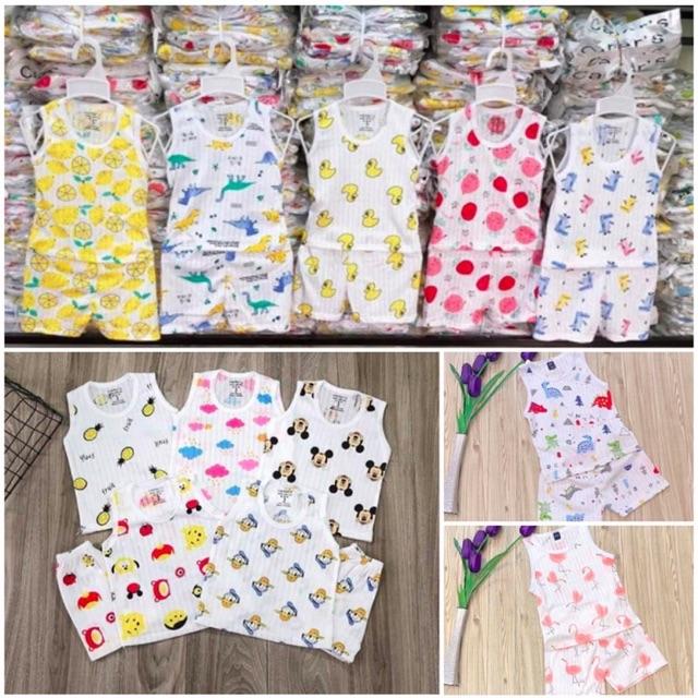 Bộ cotton giấy ba lỗ cho bé trai, bé gái 5-15kg