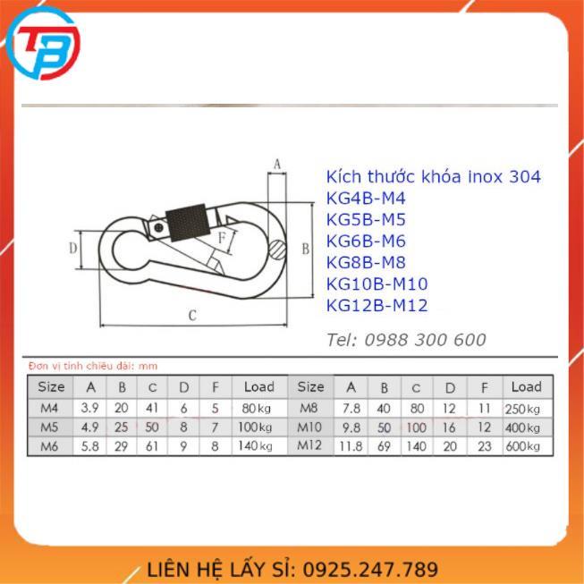 Móc xích Chốt Ren An Toàn INOX - Cáp Thép Thái Bình Vina