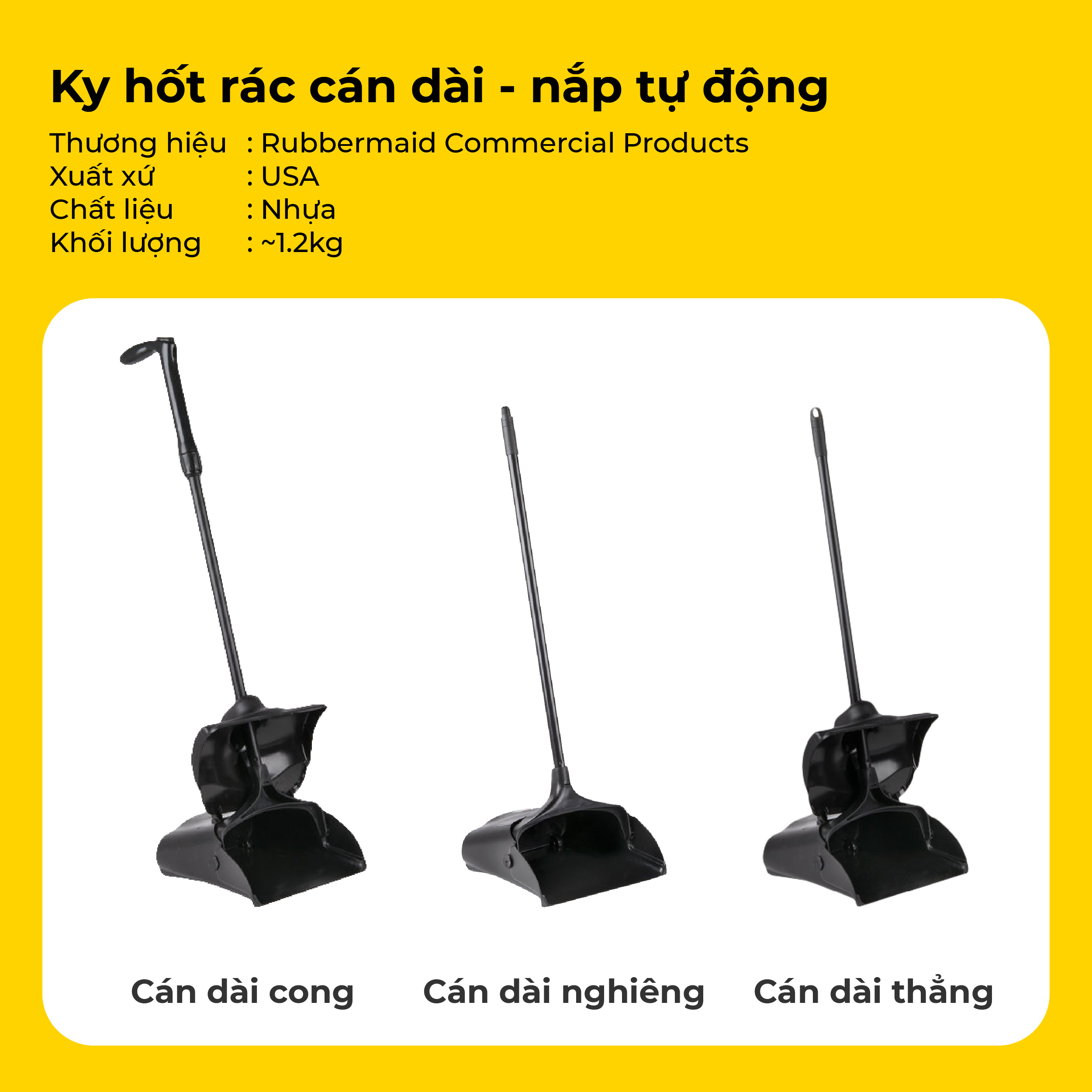 Ky Hốt Rác Có Nắp Cán Dài Rubbermaid - SKU: FG253300BLA/FG253200BLA/FG253100BLA | SAOVIETCO