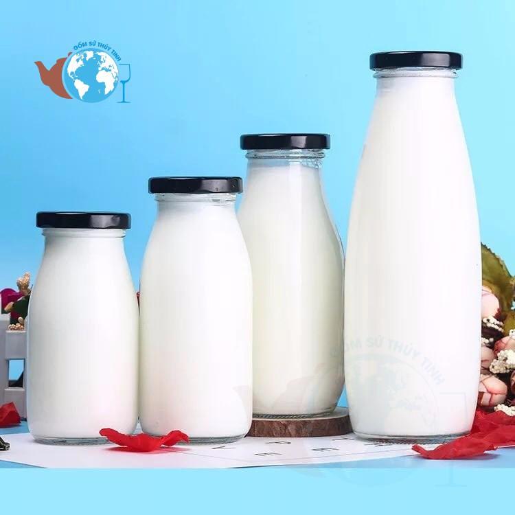 Chai thủy tinh nắp thiếc đựng sữa an toàn sạch đẹp