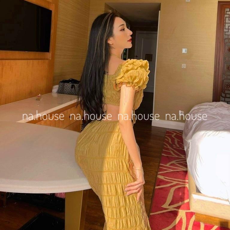 Đầm maxi đi biển chất thun xốp co giãn kiểu cắt xẻ sexy 4 màu hot trend mùa hè-TPxop