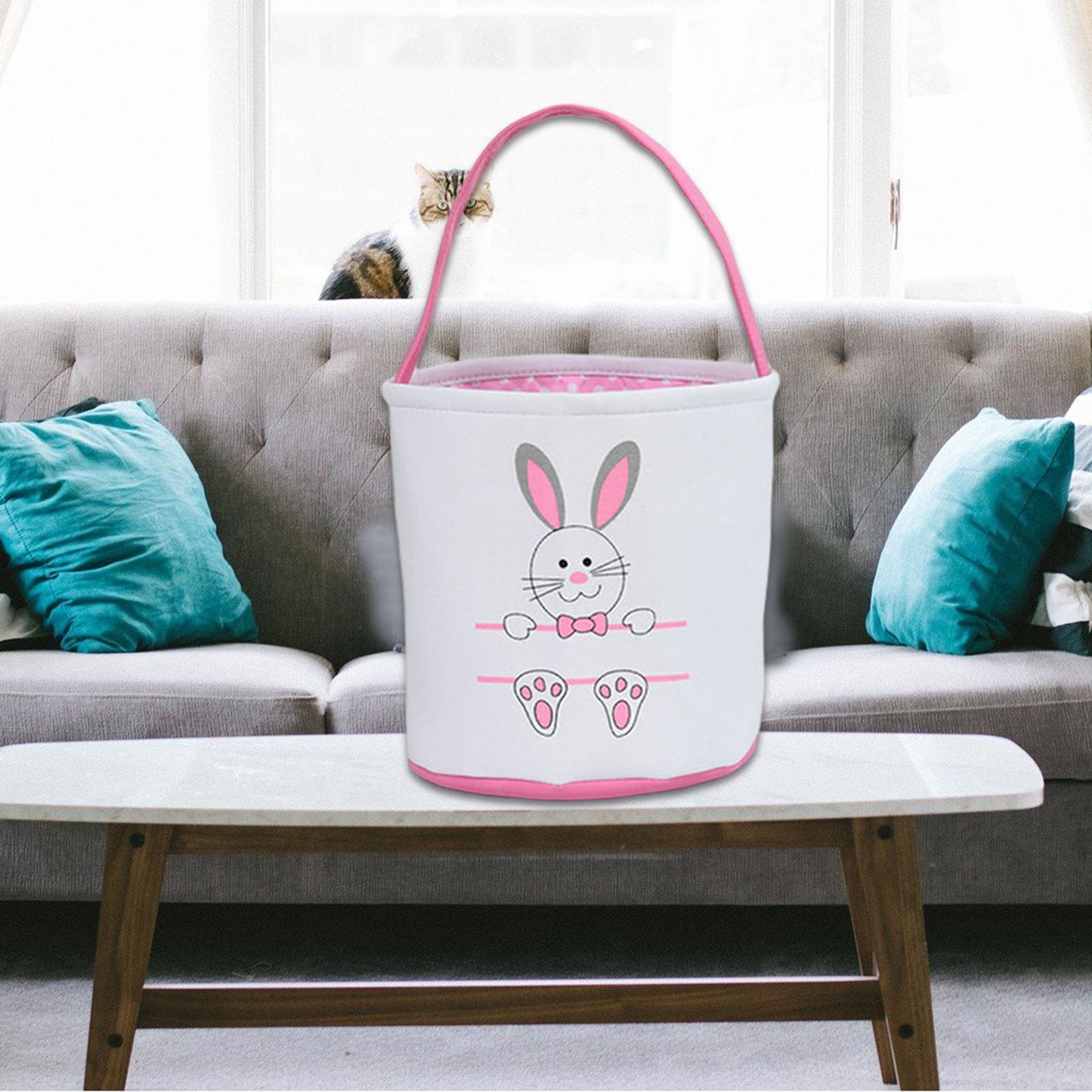 2Pcs Cute Easter Bunny Basket Easter Rabbit Buckets Handbag for Holiday