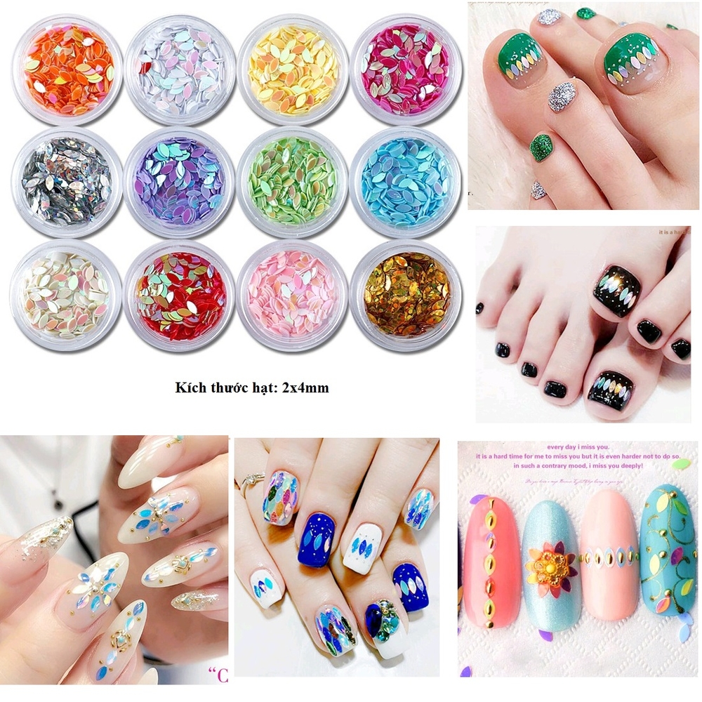 Set Trang Trí Nail Hạt Gạo 12 Màu, Nhiều Màu Sắc Phong Phú Gắn Móng, Hình Thoi, Đính Được Chắc Chắn Lên Móng, Có Thể Lau Tạo Độ Bóng Nổi Bật, Có Thể Phối Nhiều Phong Cách Phù Hợp Trang Phục, Sự Kiện