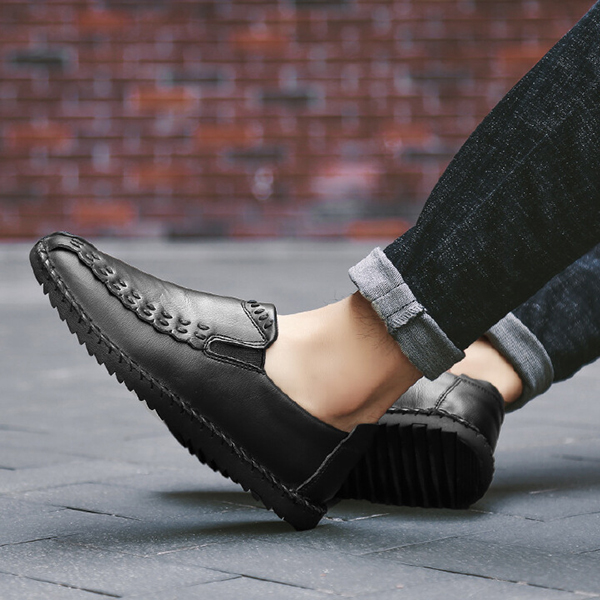 Korean style slip-on shoes Breathable wear-resistant casual leather shoes