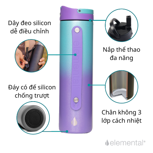 [Phiên bản giới hạn (Limited)_ Thương hiệu Mỹ] Bình giữ nhiệt Elemental Iconic Sport 590ml màu nàng tiên cá, giữ nhiệt vượt trội, an toàn sức khỏe, giá siêu hot