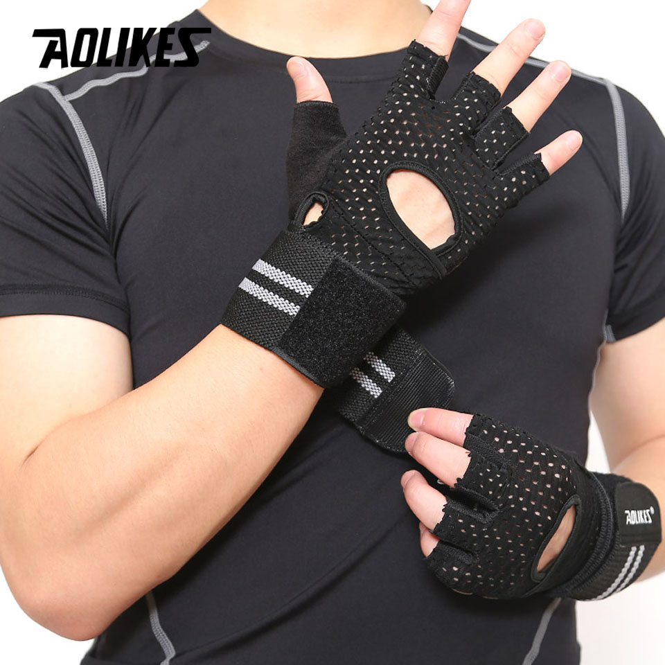 Găng tay tập gym có quấn cổ tay AOLIKES A-113B Fitness Gym Glove