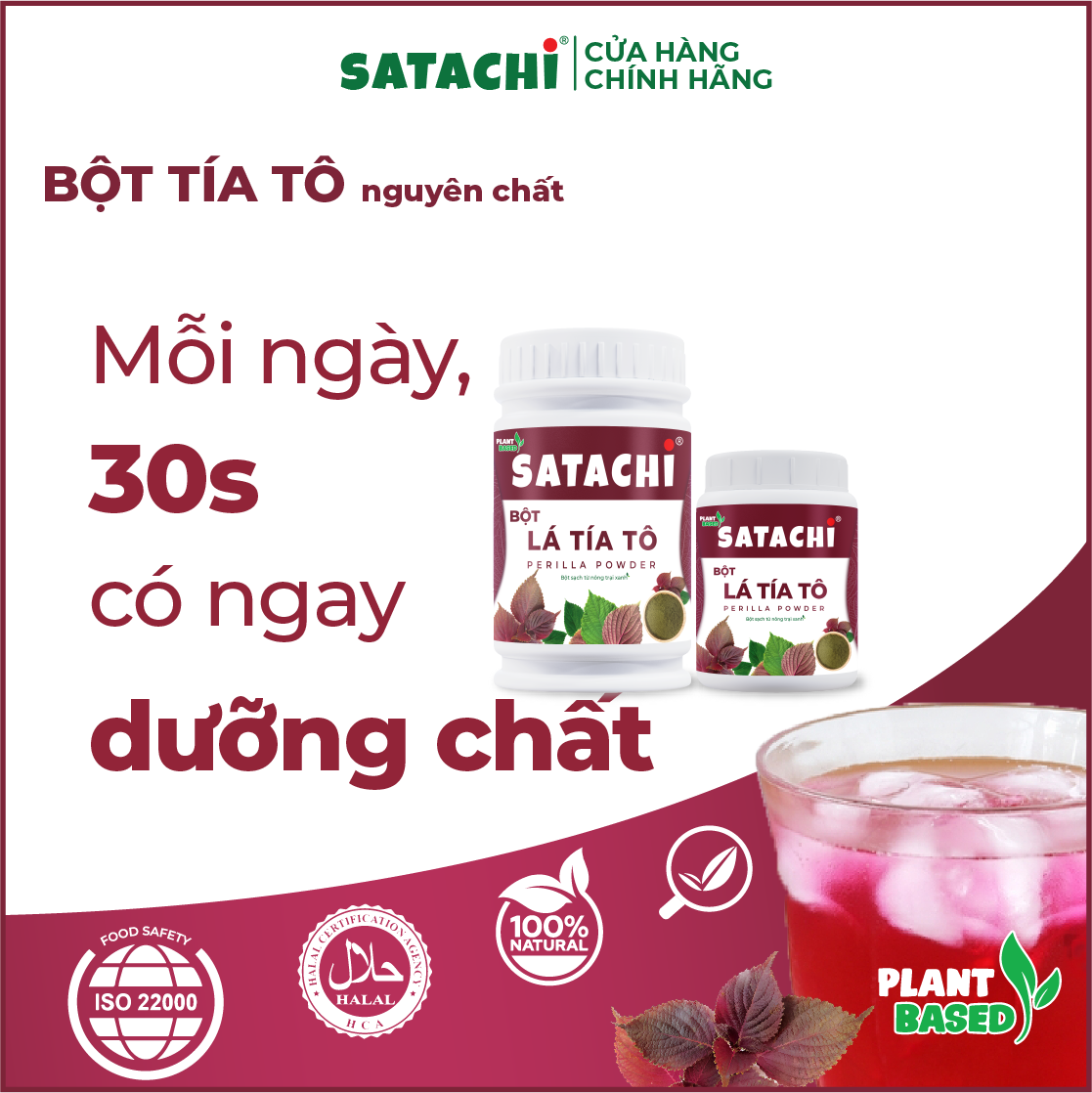 Bột Tía Tô SATACHI nguyên chất. Hỗ trợ gout, rối loạn mỡ máu, giải cảm, đẹp da. Hộp 68g