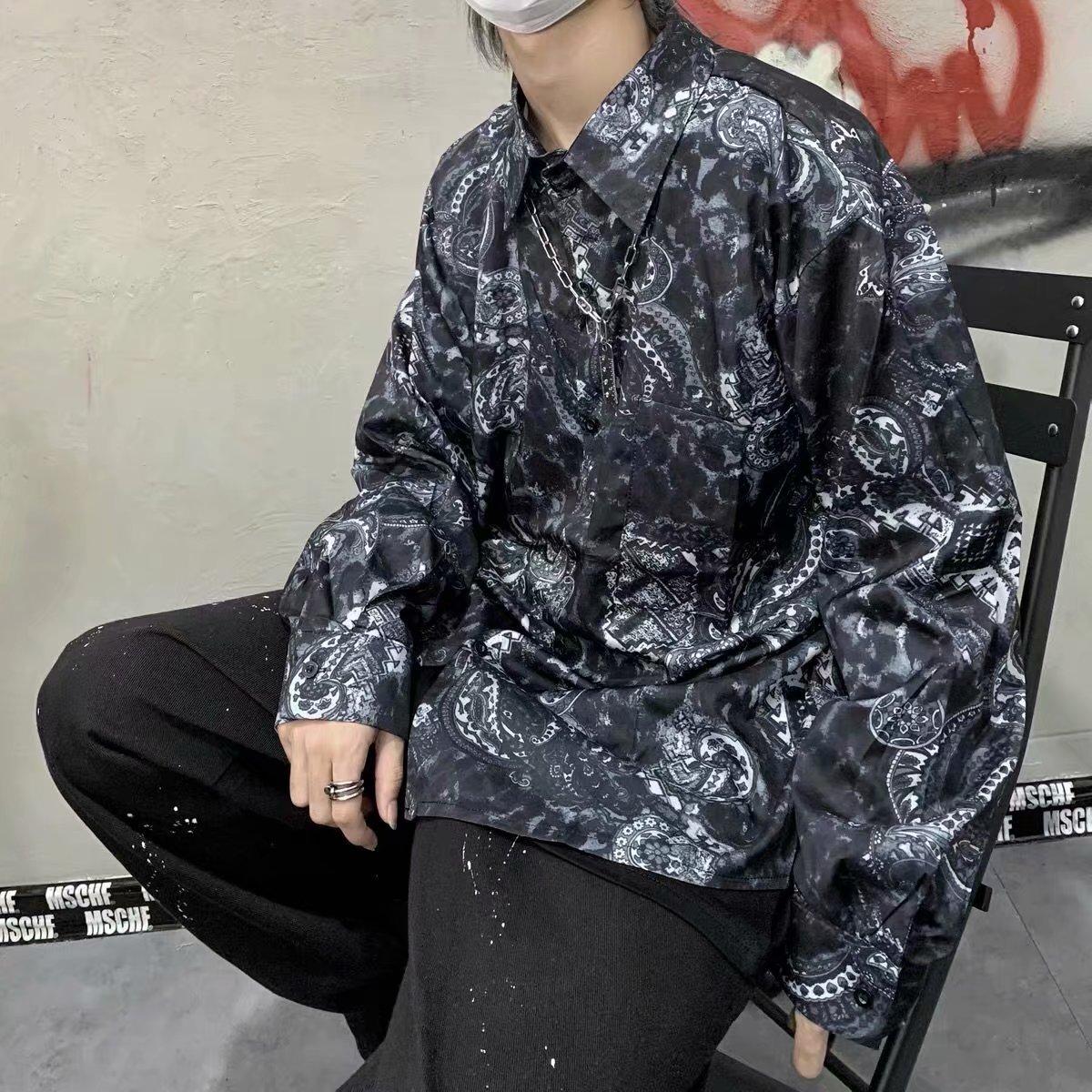 Áo Sơ Mi Nam Dài Tay Form Rộng In Họa Tiết 2 Màu