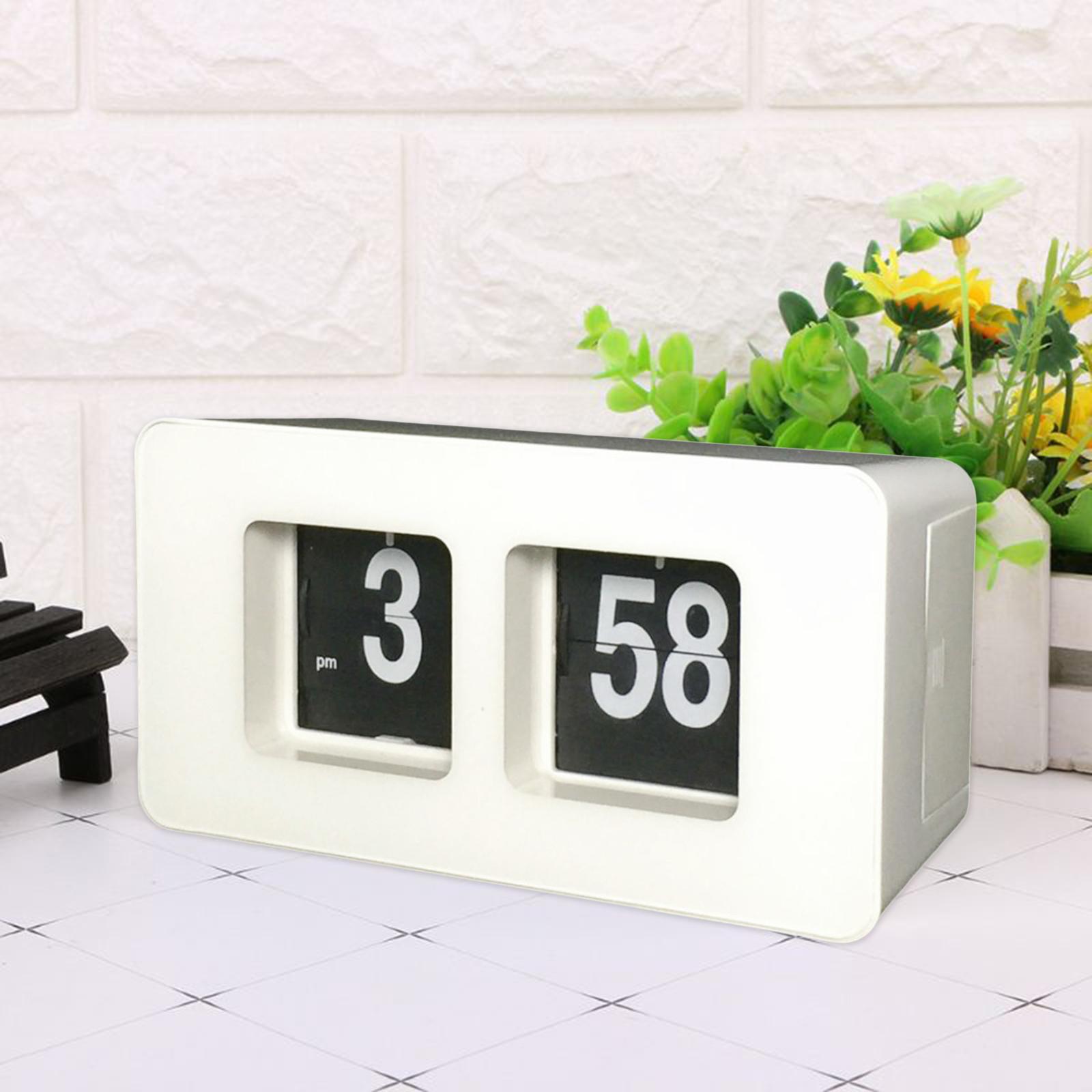 Auto Flip Clock Desk Clock Digital Battery Operated Table File Down Page Clocks Non Ticking Silent Sweep for Bedroom Living Room Decor Home Office