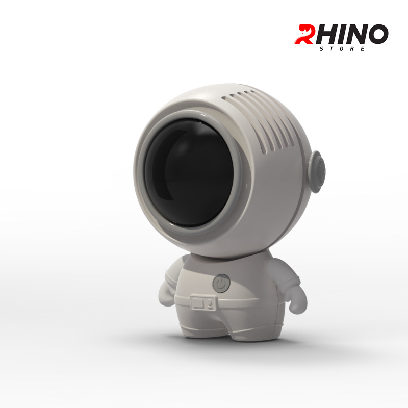 Quạt cầm tay Rhino F501 phi hành gia mini 900mAh, 3 tốc độ gió kèm dây treo - Hàng chính hãng