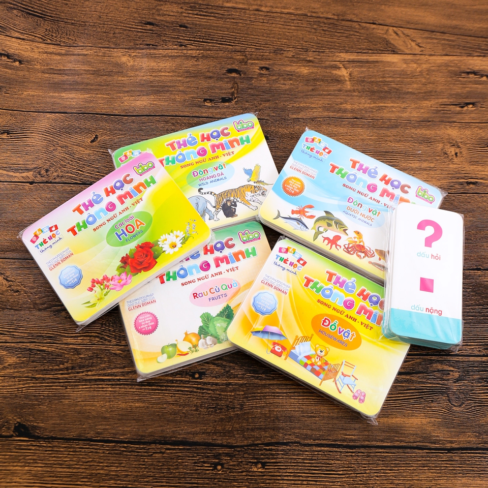 Bộ Thẻ Học Flashcards 12 Chủ Đề 260 Thẻ Học Song Ngữ Anh-Việt BIBO Cho Bé