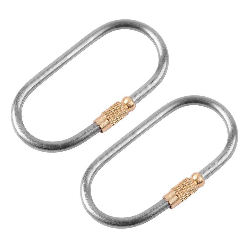 2-7pack 2 Piece D-ring Titanium Alloy Screw Lock Carabiner Clip Hook Keychain B