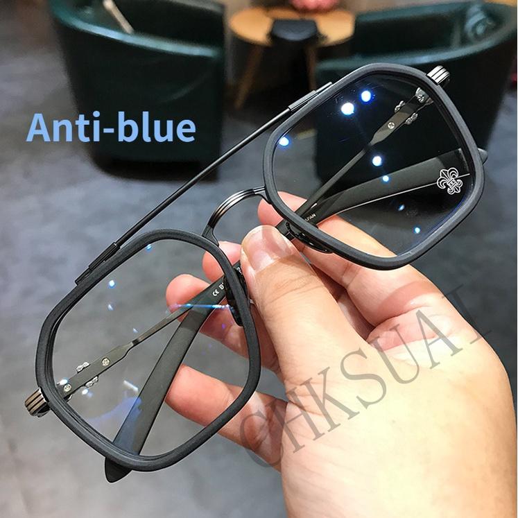 Mắt Kính Vuông Gọng Kim Loại Chống Bức Xạ 2022 Photochromic