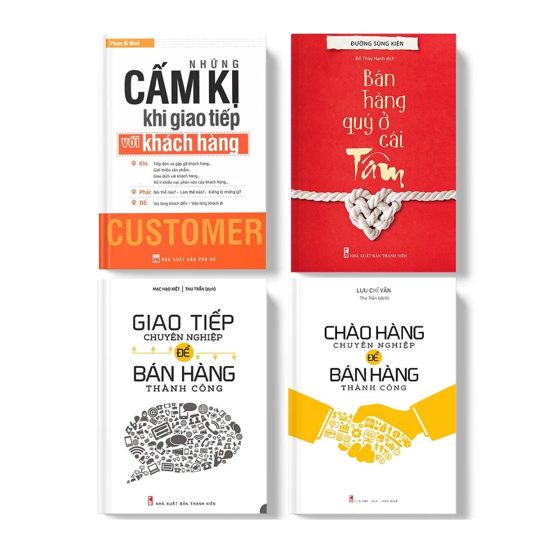 Combo sách - Combo 4 Cuốn Cẩm Nang Bán Hàng: Những Cấm Kị Khi Giao Tiếp Với Khách Hàng  + Bán Hàng Quý Ở Cái Tâm + Giao Tiếp Chuyên Nghiệp Để Bán Hàng Thành Công  + Chào Hàng Chuyên Nghiệp Để Bán Hàng Thành Công
