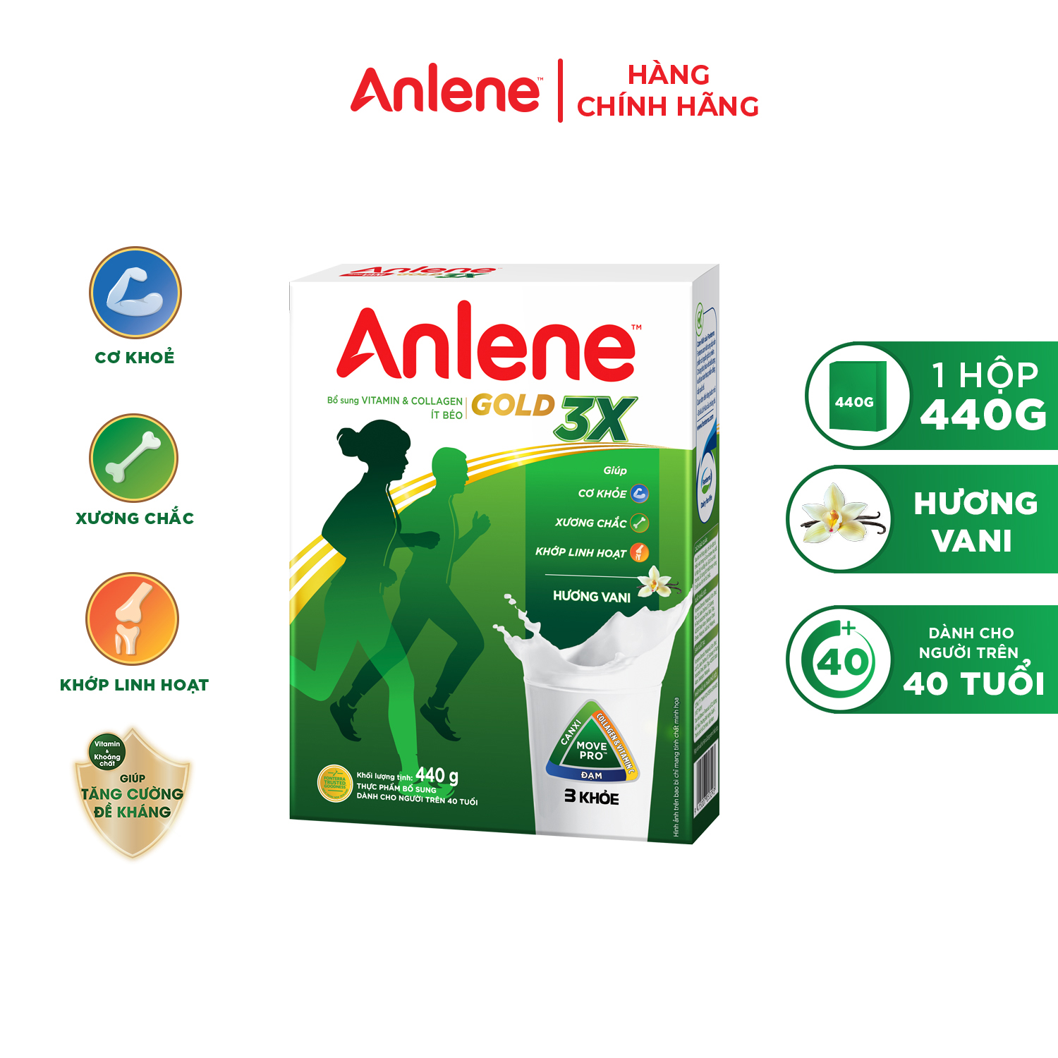 Sữa Bột Anlene Gold Movepro Hương Vanilla (Hộp Giấy 440g)