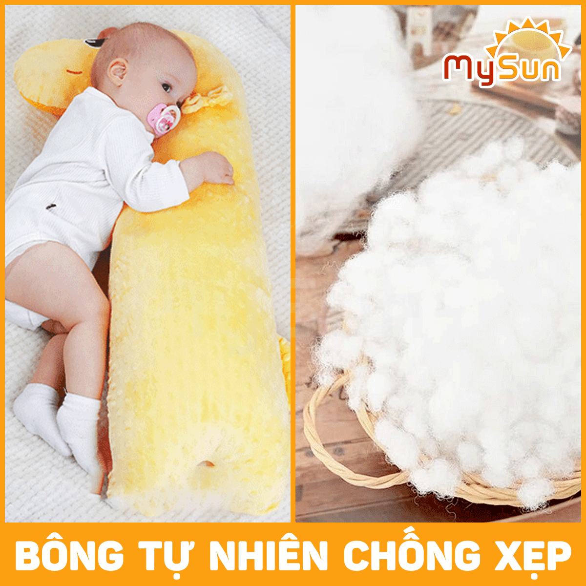 Gối ôm cho trẻ em bé sơ sinh dưới 1 2 3 4 5 6 tháng tuổi chống đầy hơi đa năng MySun