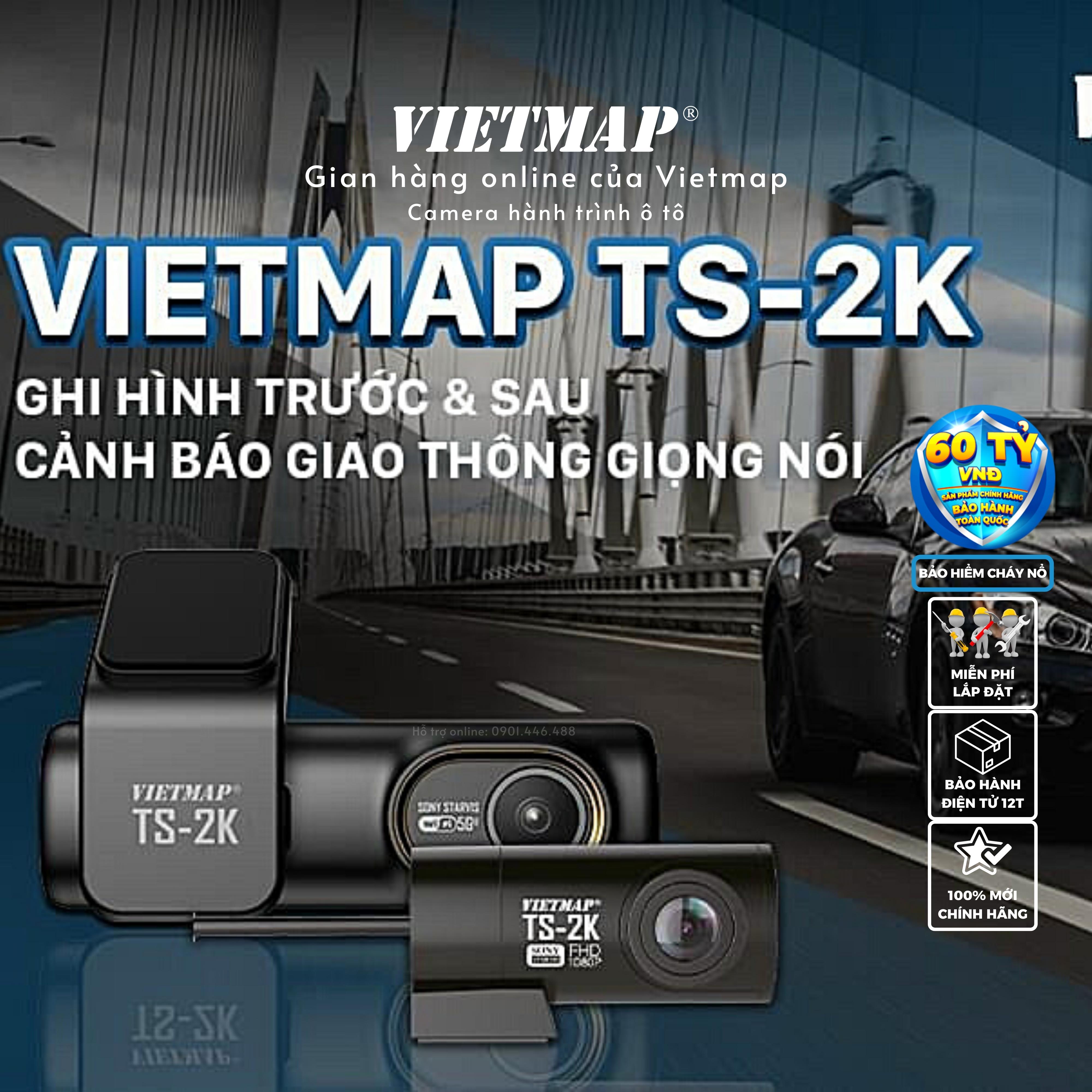 Vietmap TS-2K - Camera hành trình Cảnh báo biển báo dành cho ô tô / Camera giao thông bằng giọng nói - Hàng Chính Hãng