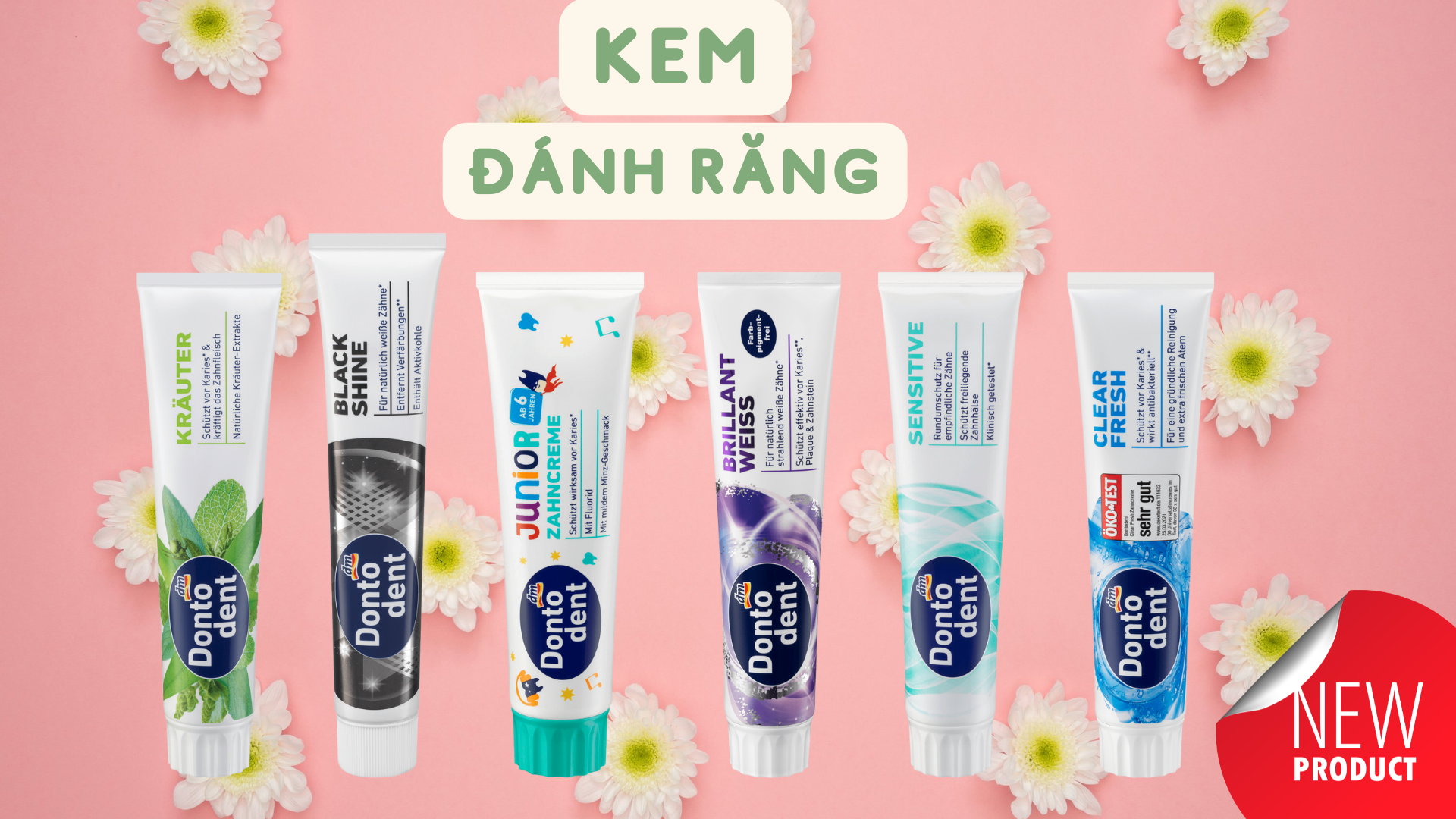 Kem đánh răng DONTODENT Clear fresh 125ml hương thơm tươi mát - hàng nhập khẩu Đức