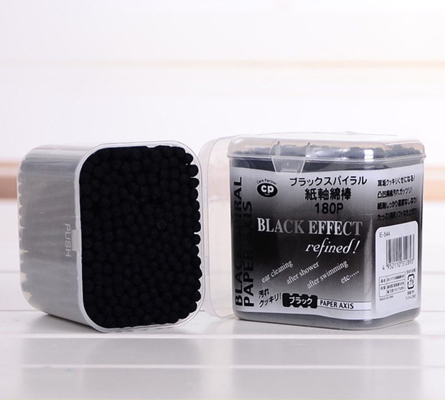 Hộp 180 chiếc tăm bông tai than hoạt tính Seiwa-Pro , bông gòn tự nhiên mềm mại không gây đau rát khi sử dụng - nội địa Nhật Bản