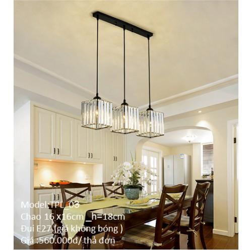 Đèn thả bàn ăn, đèn thả, đèn thả quán cafe, đèn thả trang trí TPL - 04 chao vuông