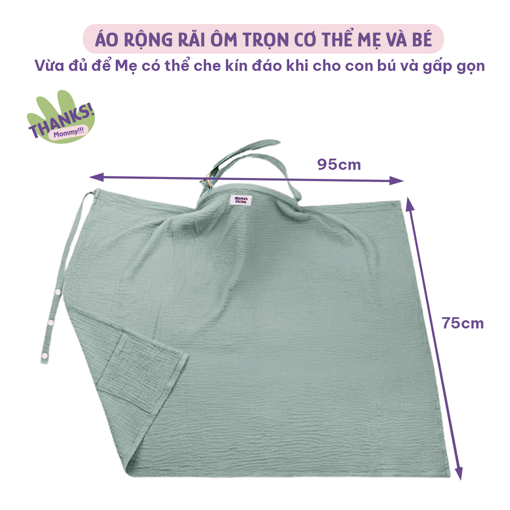 Khăn Choàng Cho Bé Bú Mama's Choice, Chất Liệu Vải Muslin Cao Cấp Mềm Mại Thoáng Khí và Độ Bền Cao