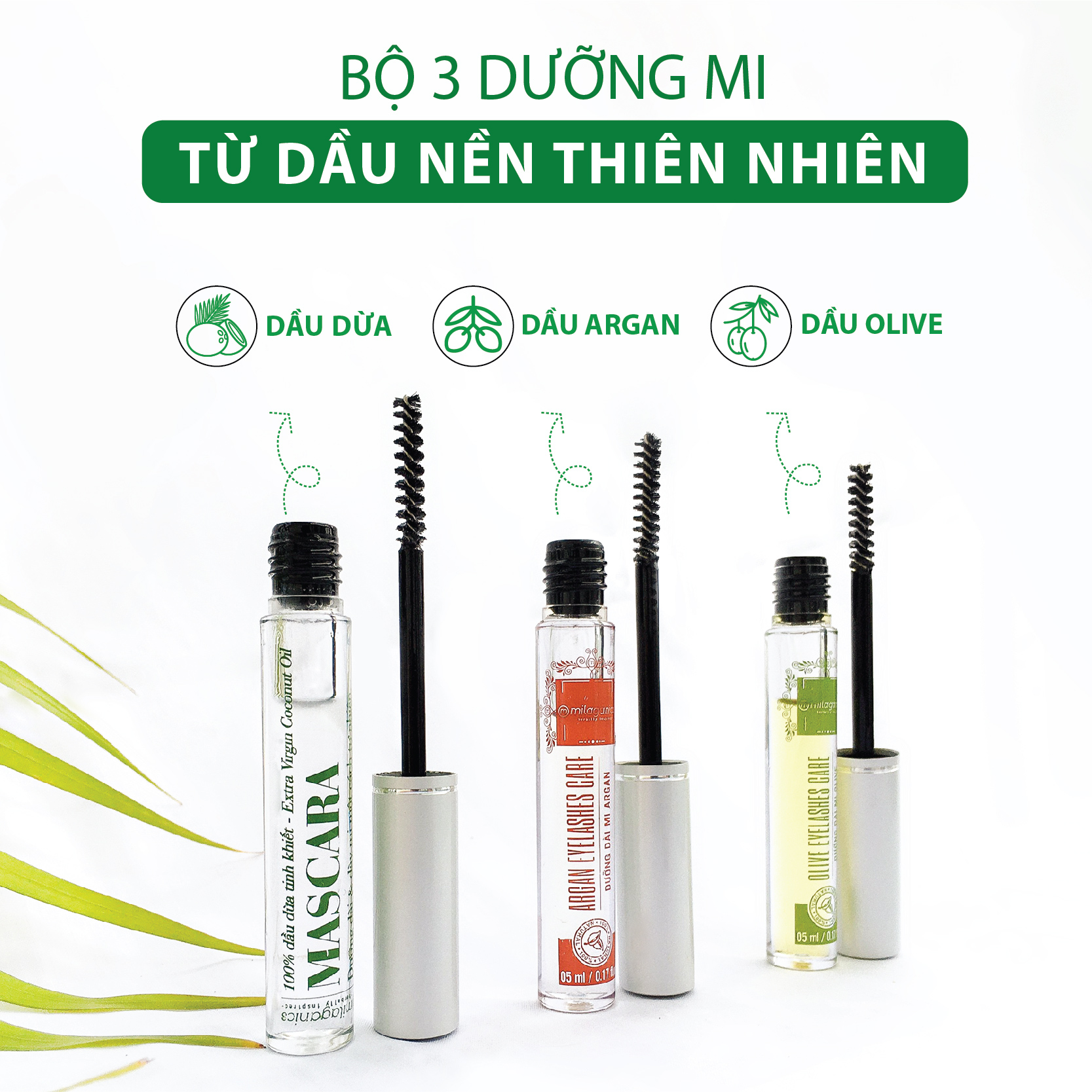 Mascara Dưỡng Mi Dầu Dừa Nguyên Chất Kích Thích Mi Mọc Dày &amp; Dài Hơn MILAGANICS 5ml (Tuýp)