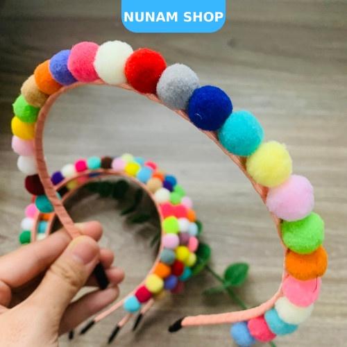 Bờm cài tóc phối cục bông sắc màu ngộ ngĩnh cute siêu hot Nunam shop