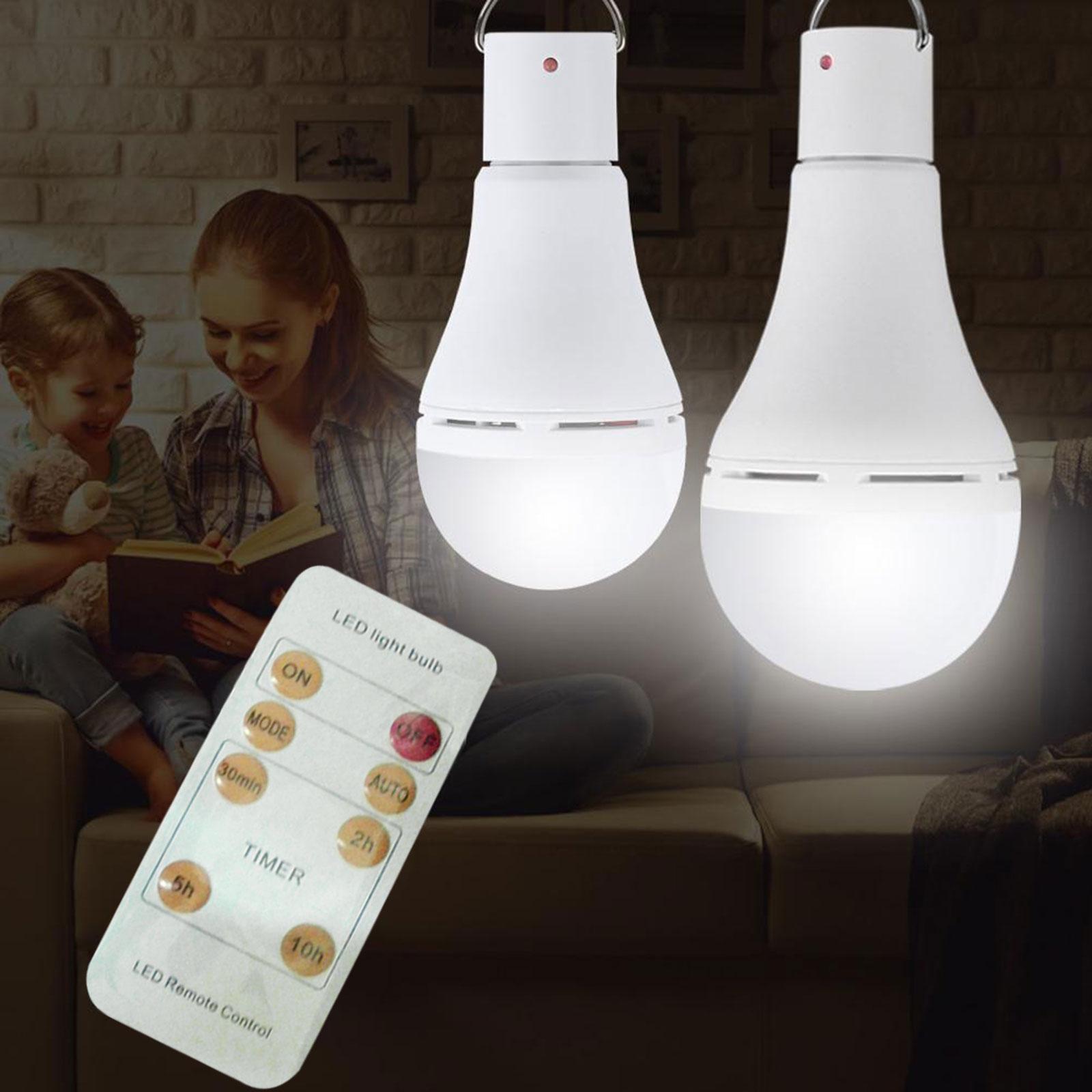 2x Solar Powered LED Light Bulb Tent Fishing Lamp Yard Camping Indoor Lighting