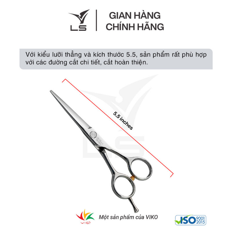 Hình ảnh Kéo cắt tóc LS lưỡi thẳng quai offset cân đối xứng đỡ ngón cố định CB15/5.5