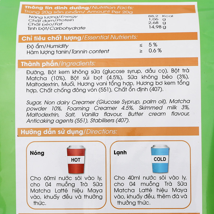 Trà sữa hòa tan Matcha Latte Nhật Bản túi 1kg