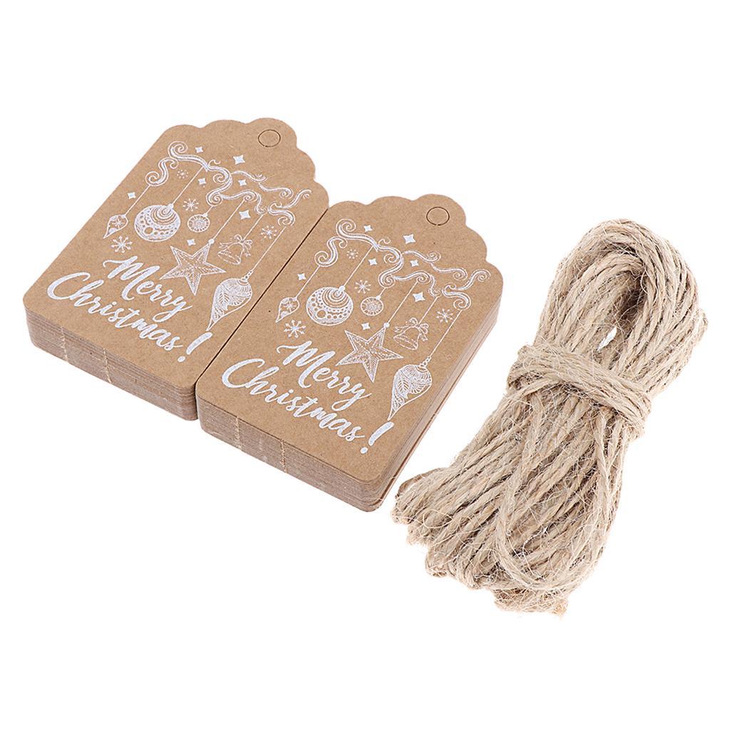100pcs Set Christmas Kraft Paper Labels Christmas Hanging Gift Tags