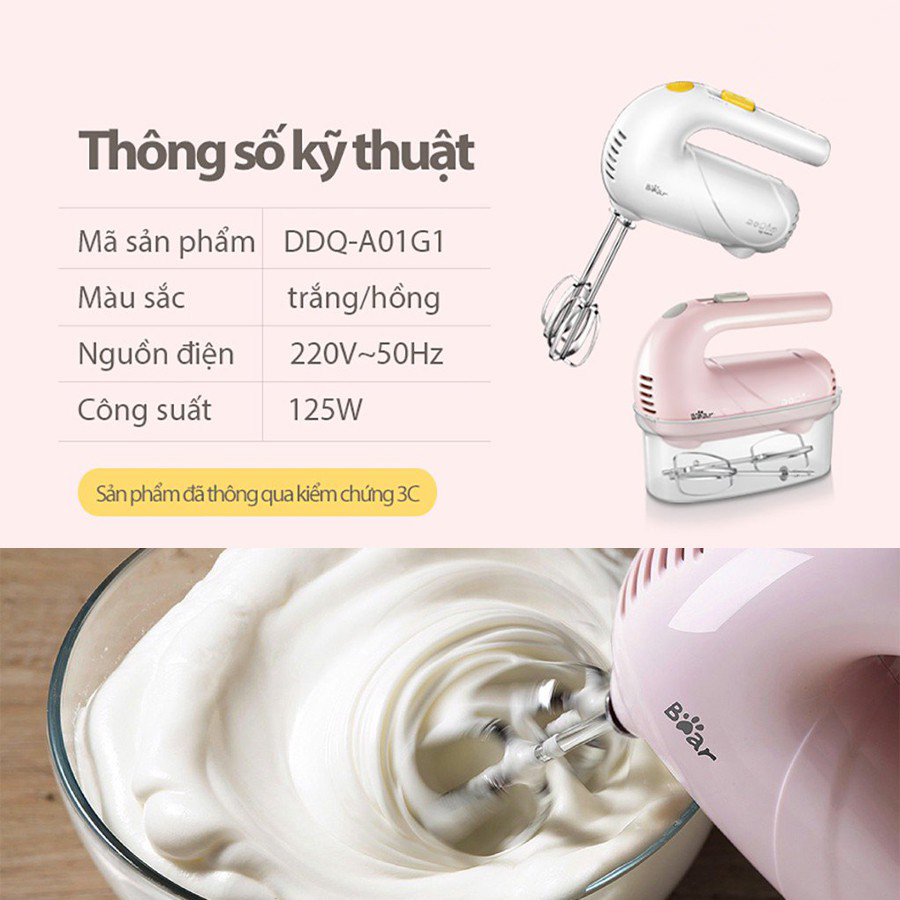 Máy Đánh Trứng Cầm Tay Mini 5 Tốc Độ, Công Suất 125W, Màu Ngẫu Nhiên - Hàng Chính Hãng