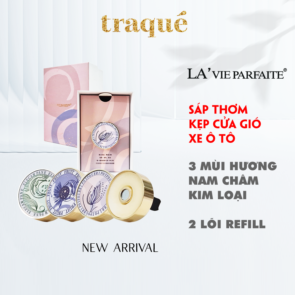 Kẹp tán hương kẹp cửa gió ô tô - phụ kiện thơm xe hơi Lavie Parfaite