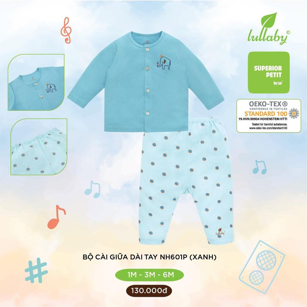 Bộ sơ sinh cài giữa Lullaby, quần áo sơ sinh vải peptit cao cấp