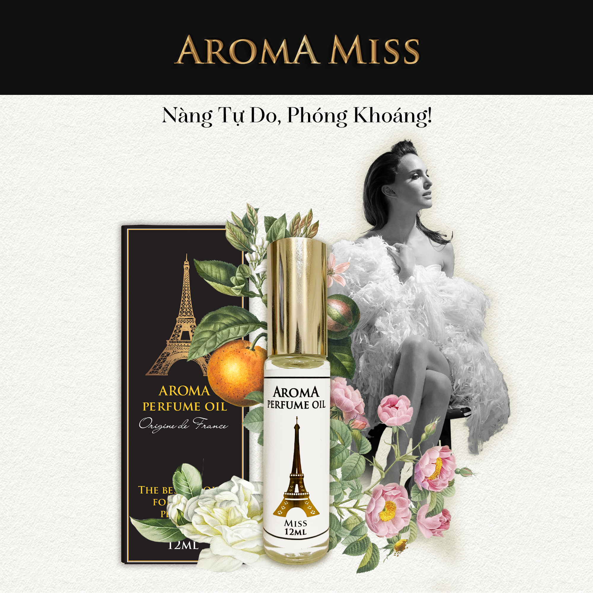 Aroma Miss – Tinh Dầu Nước Hoa Pháp Dạng Lăn 12ml