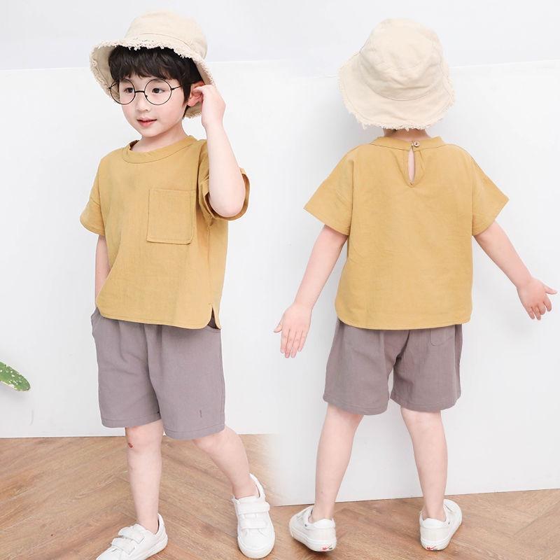 Bộ Quần Áo Cộc Tay Cho Bé Trai 1 Túi Phong Cách Hàn Quốc Chất Đũi Cao Cấp Từ 7-28kg - SUMO KIDS