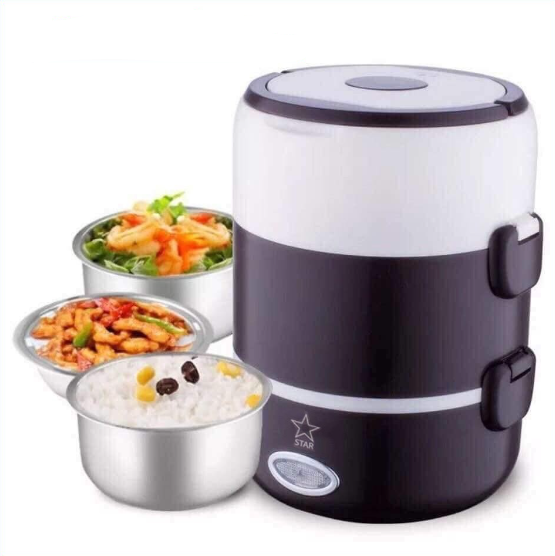 Hộp Cơm Hâm Nóng Văn Phòng Cao Cấp Inox 3 Tầng , Nấu Chín , Giữ Nhiệt Và Hâm Nóng Thức Ăn
